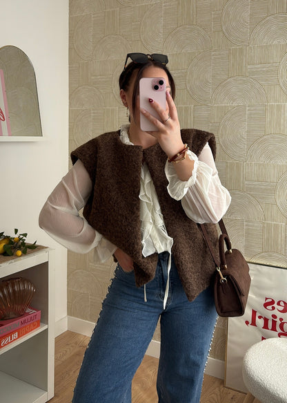 Gilet feutrine chocolat - OLIVIA