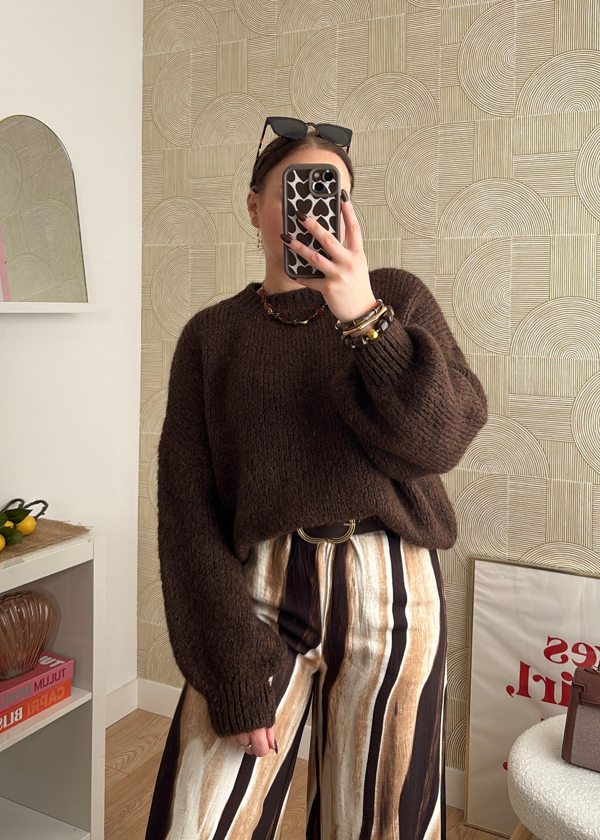 Pantalon rayé - LATTE