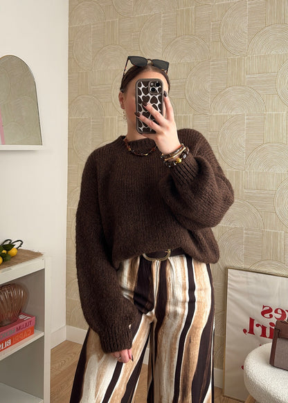 Pantalon rayé - LATTE