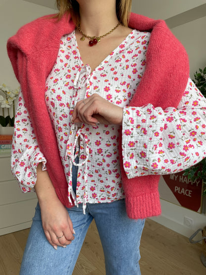 Blouse gaz de coton fuchsia SILVYE