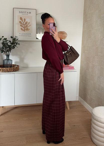 Pantalon carreaux bordeaux - PALOMA