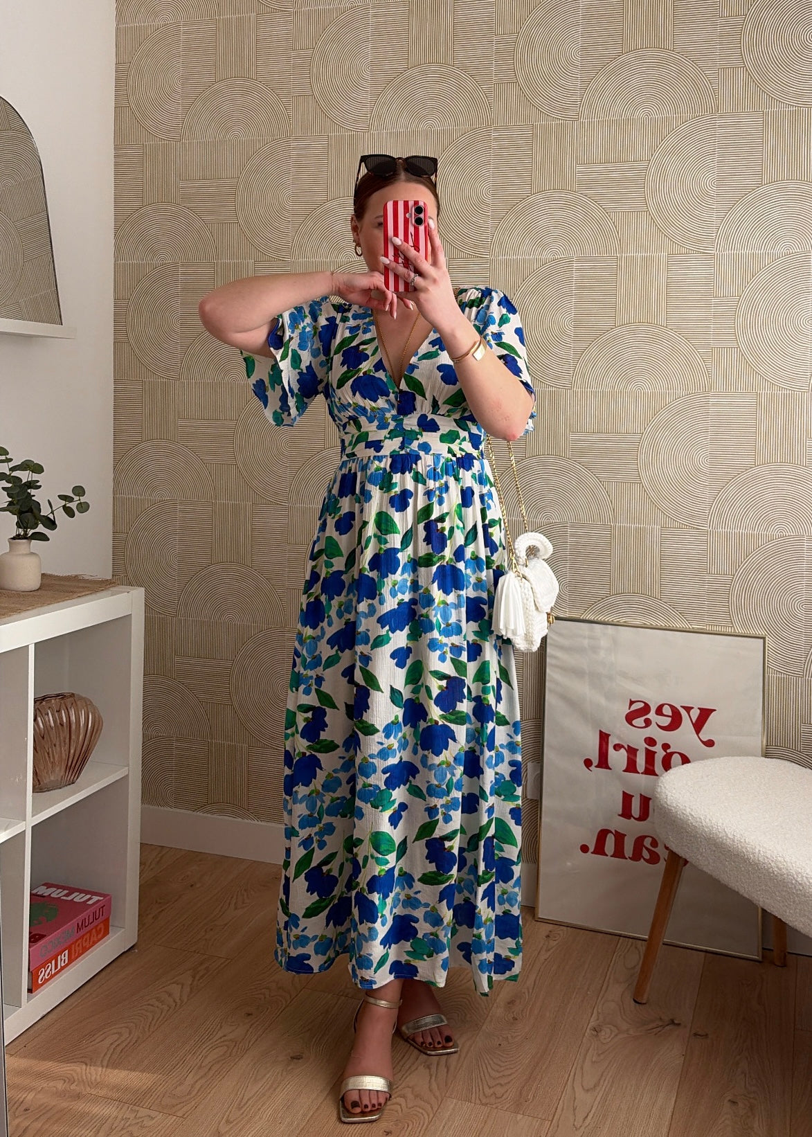 Robe longue bleu/vert- EMMA