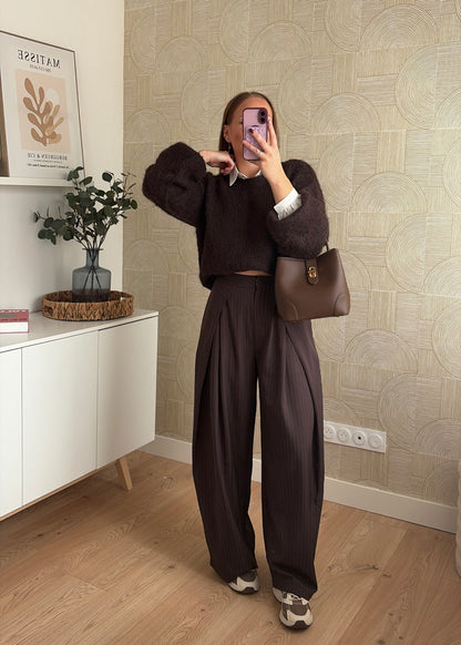 Pantalon à rayures choco - ZAIA
