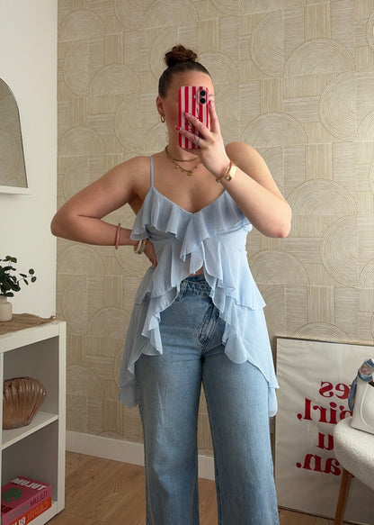 Top asymétrique bleu - PAULA