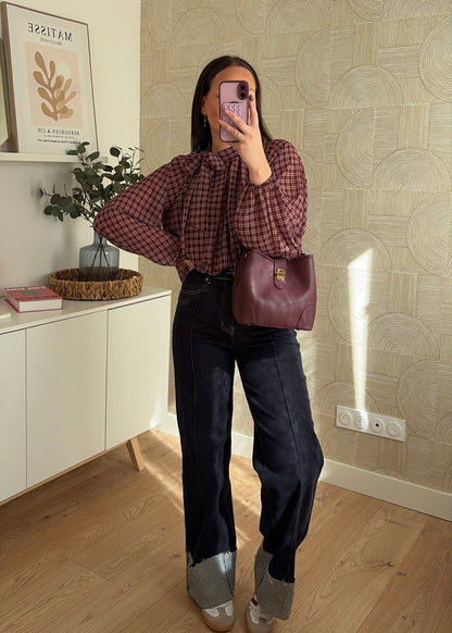 Blouse à carreaux bordeaux - EVE