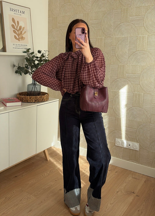 Blouse à carreaux bordeaux - EVE