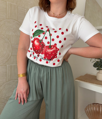 T-shirt cerise blanc - CHERRY