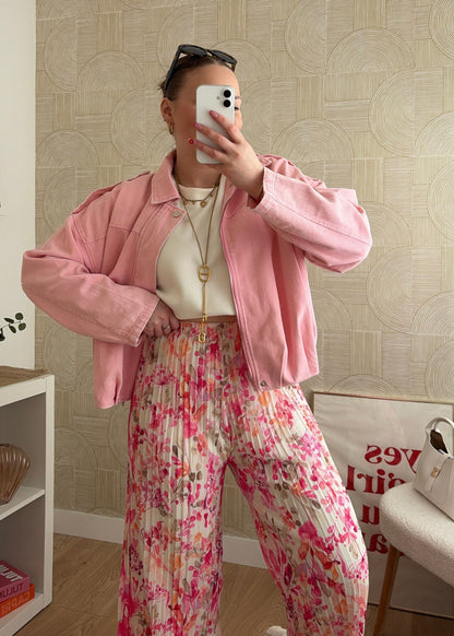 Pantalon plissé à motifs fuchsia - HIRMA