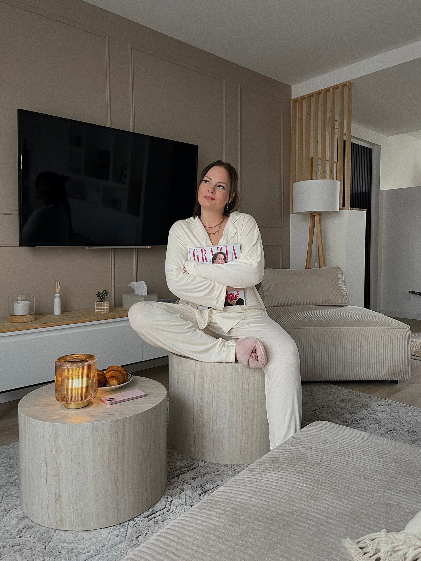 Ensemble de pyjama écru - CÔTELÉ