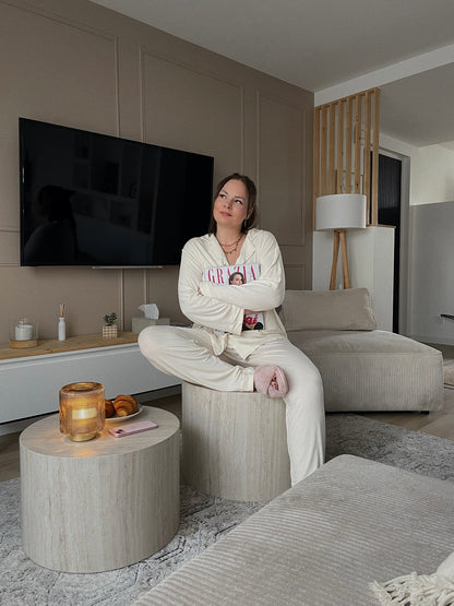 Ensemble de pyjama écru - CÔTELÉ