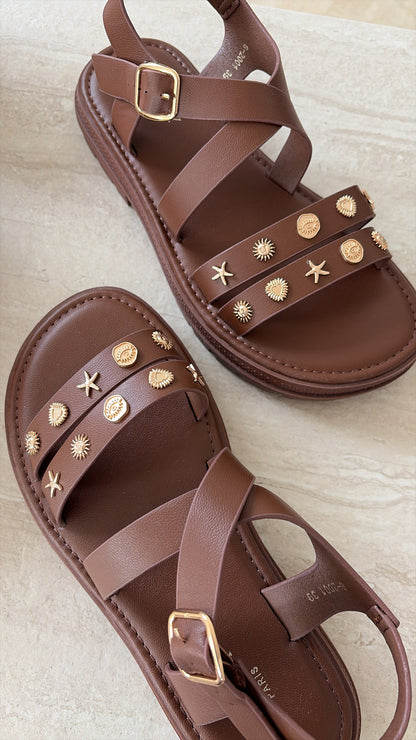 Sandales multi-brides marron