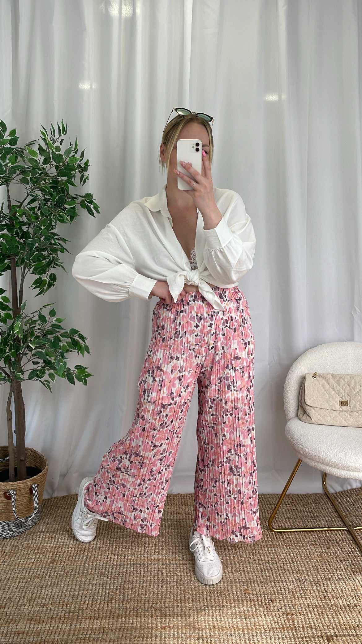 Pantalon plissé HAWA - Rose pâle