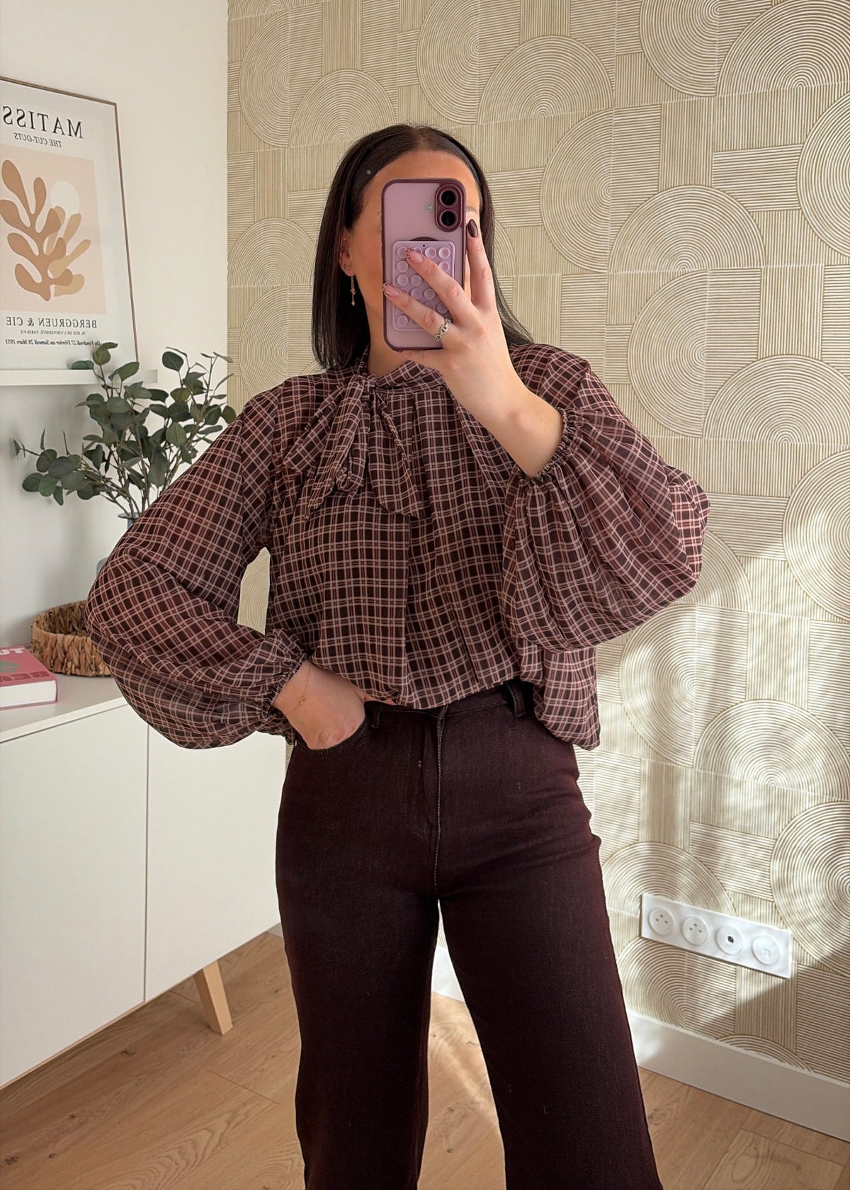 Blouse à carreaux choco - EVE