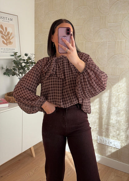 Blouse à carreaux choco - EVE