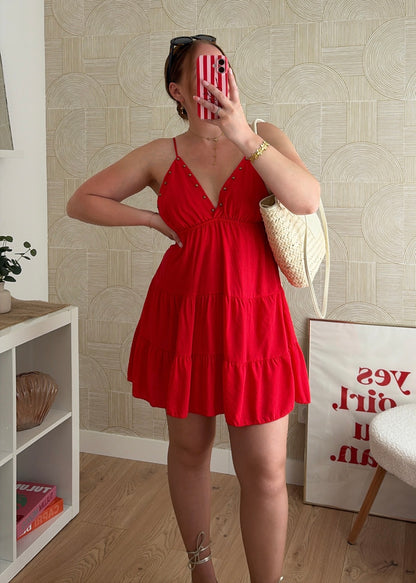 Robe cloutée rouge - OLIVIA