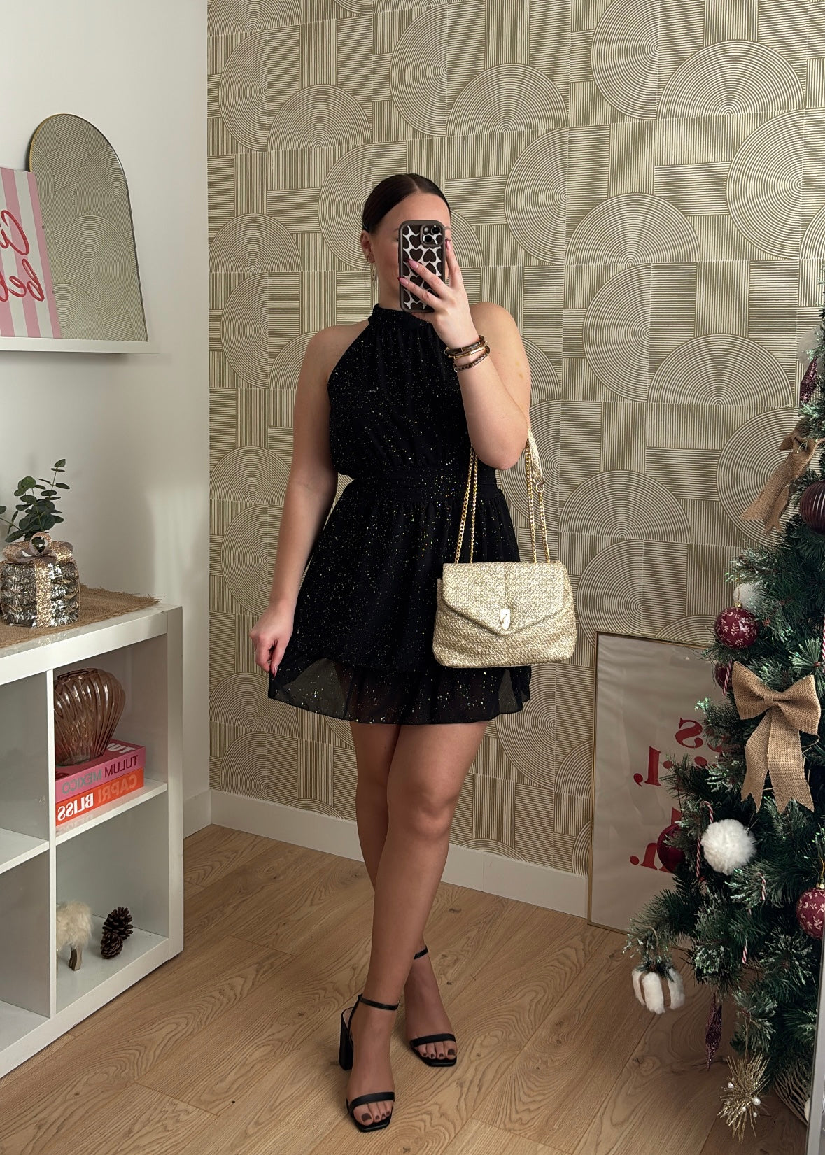 Robe courte noire "LA FLAMBOYANTE"