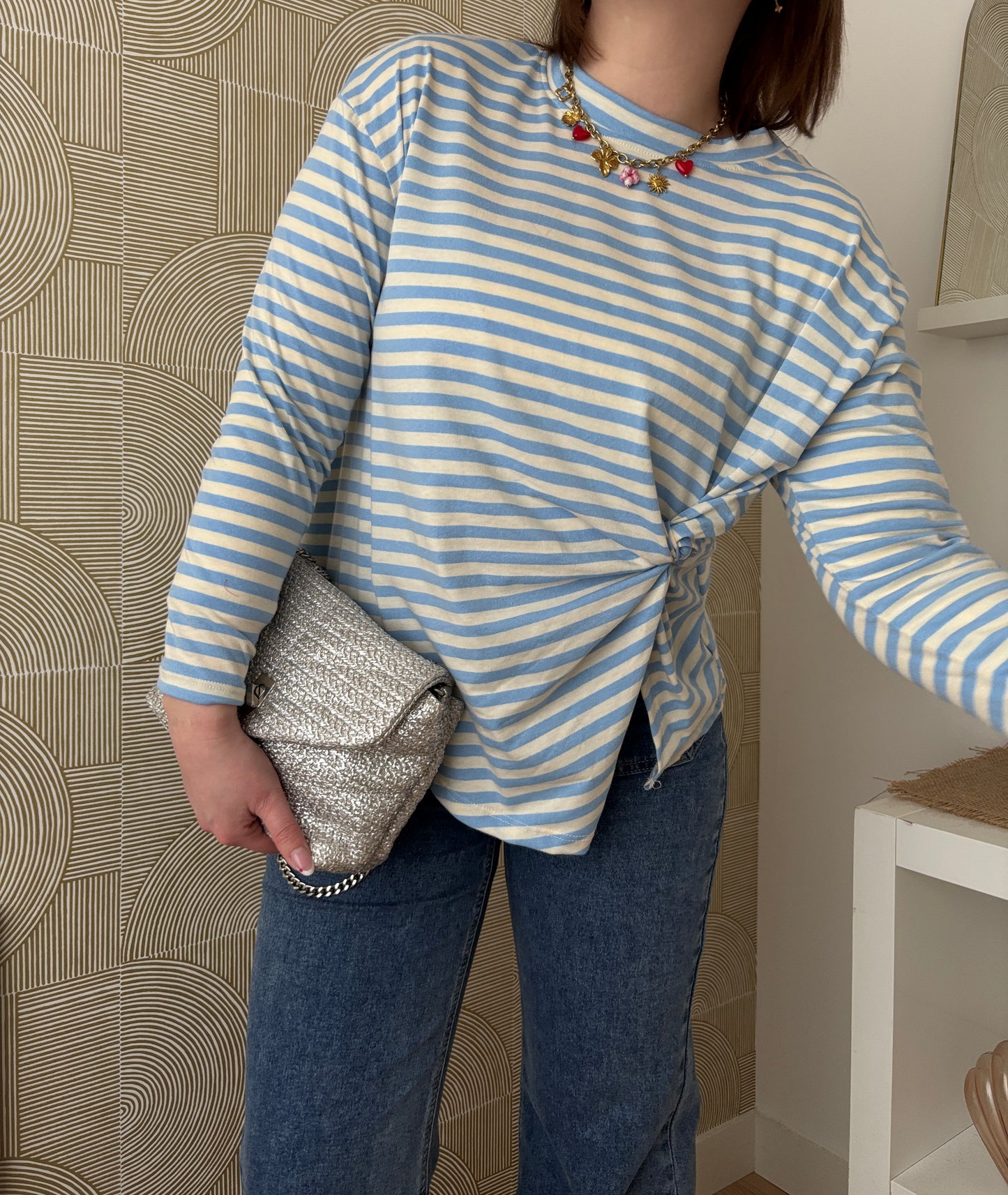 Top marinière drapé bleu - JADE