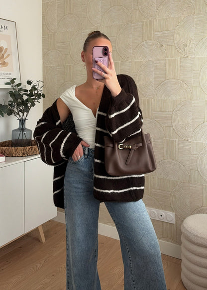 Gilet à rayures choco - CÉLIA