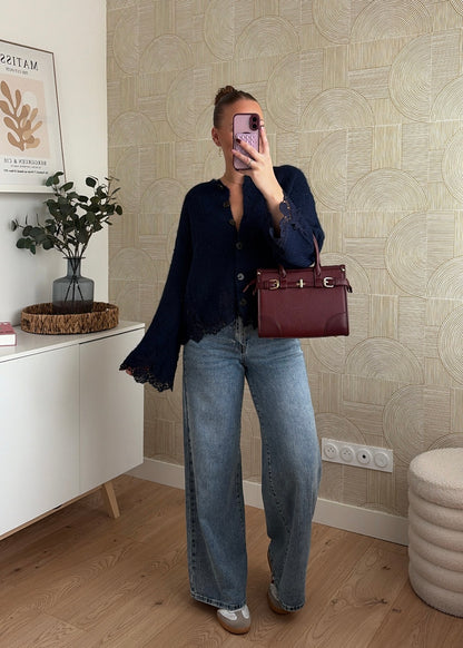 Cardigan navy dentelle - ORIA