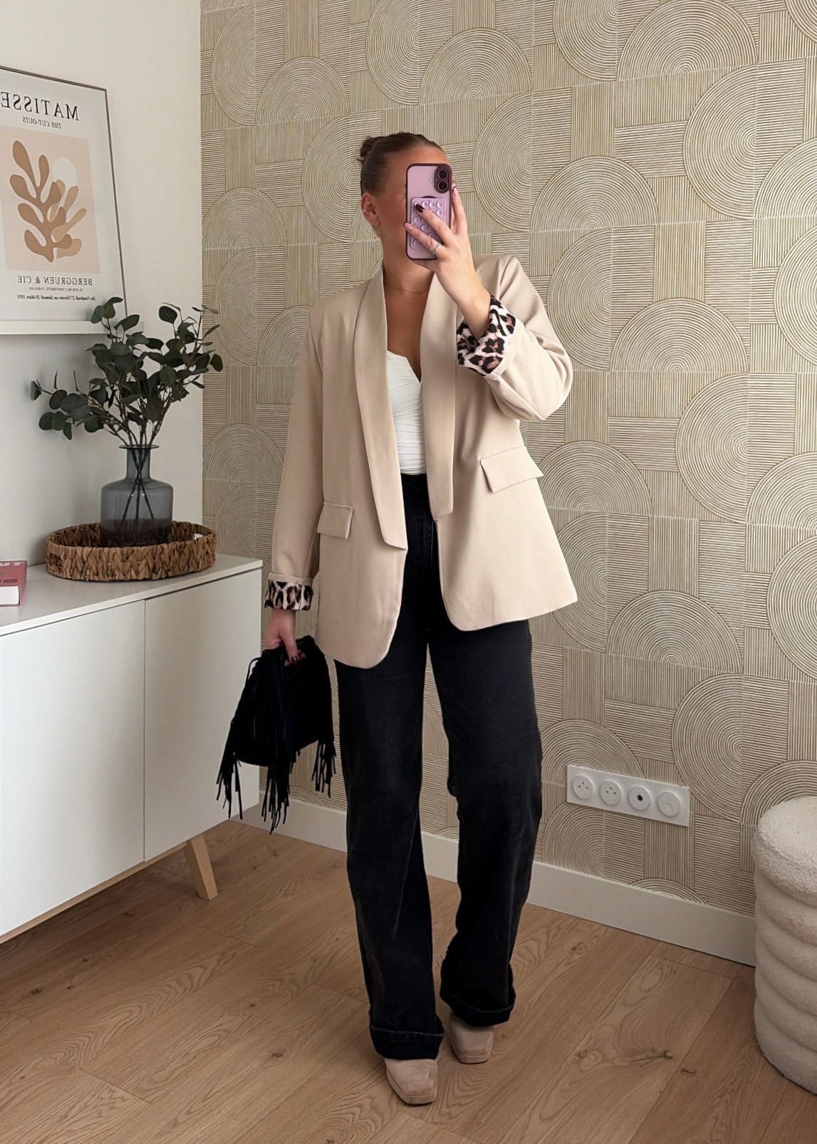 Blazer beige à revers - LEO