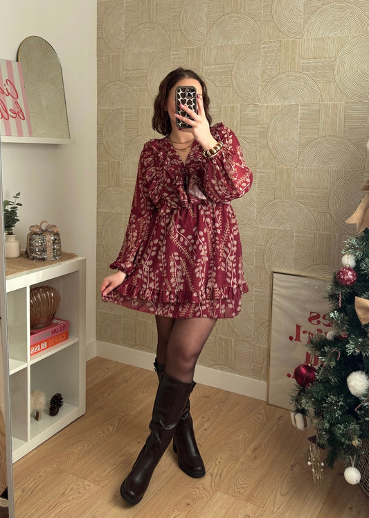 Robe à volants bordeaux - SEYLEY