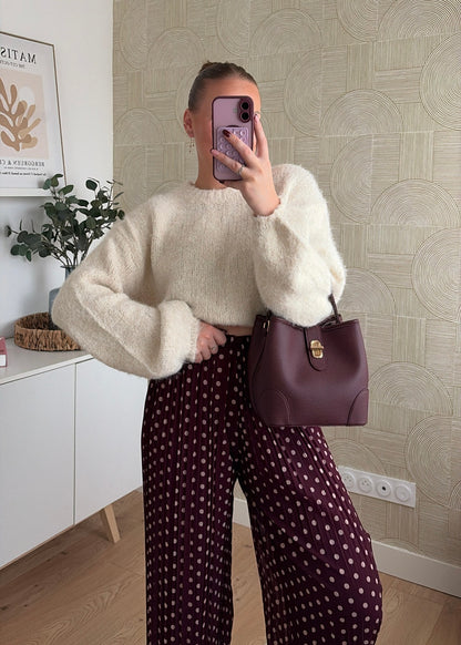 Pantalon plissé pois bordeaux - SHANA