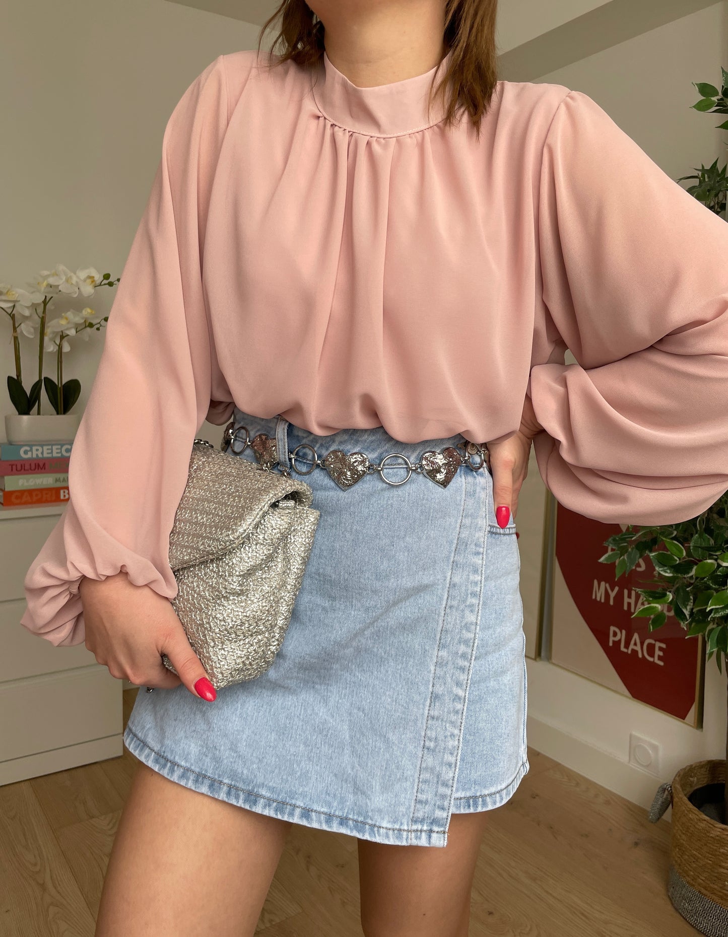 Blouse unie vieux rose MIA