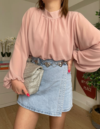 Blouse unie vieux rose MIA
