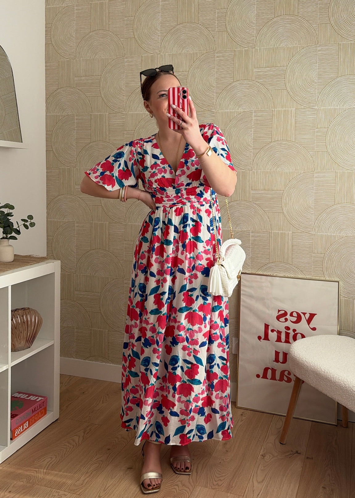 Robe longue rose/bleu- EMMA