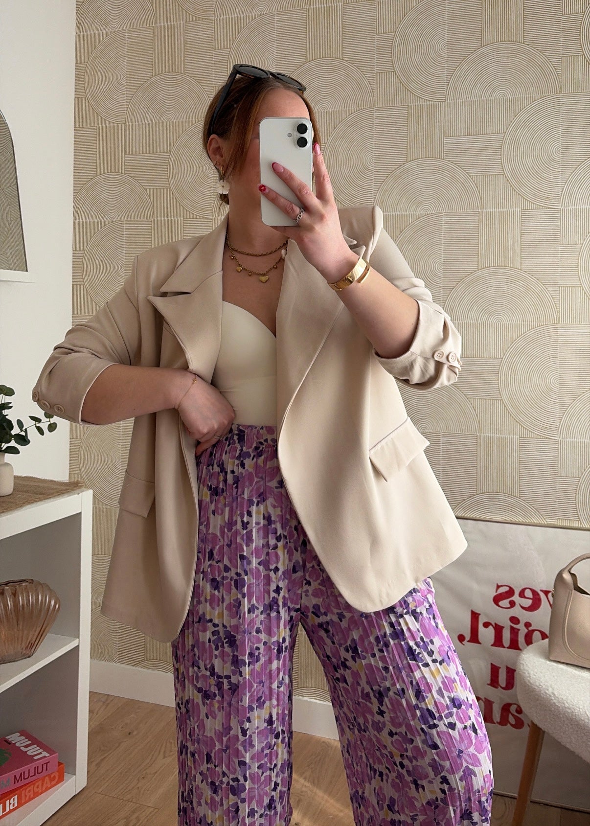 Pantalon plissé à motifs lilas - INAYA