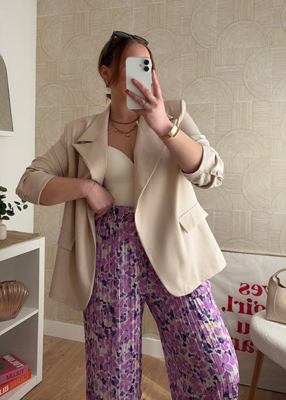 Pantalon plissé à motifs lilas - INAYA