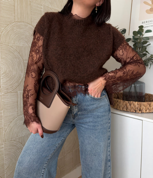 Pull dentelle choco - LOU