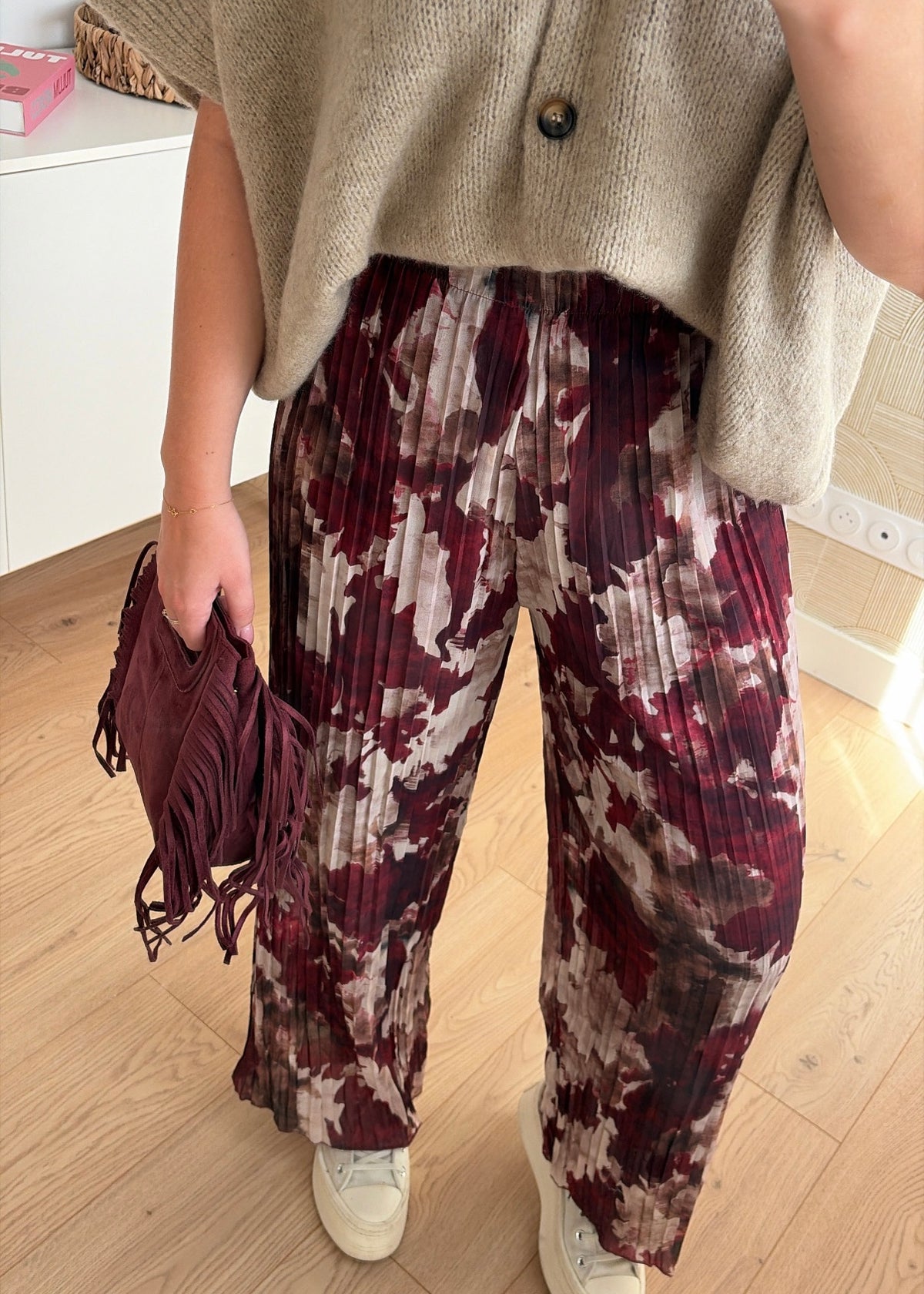 Pantalon plissé bordeaux - LEELOO