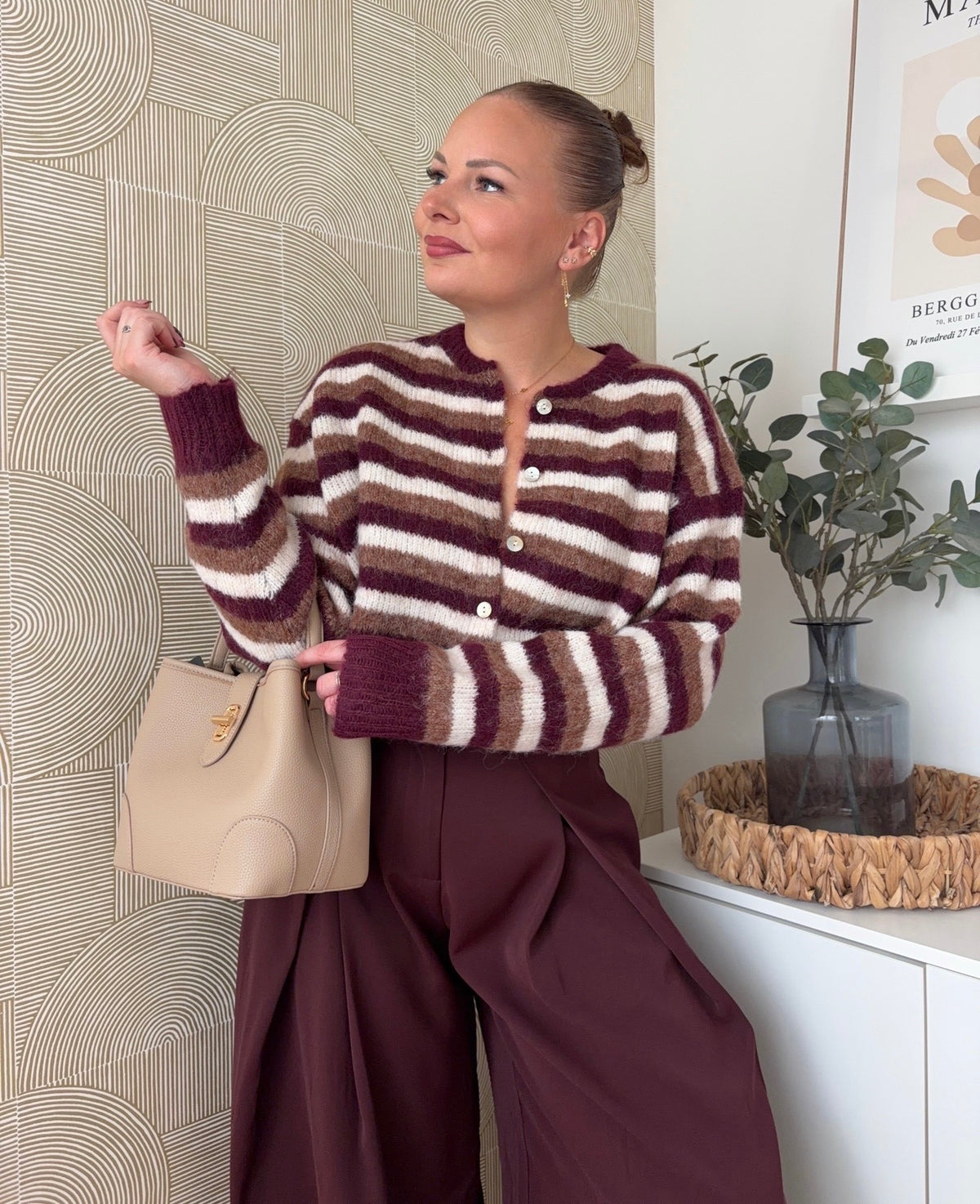 Gilet rayé bordeaux & choco - ZOÉ
