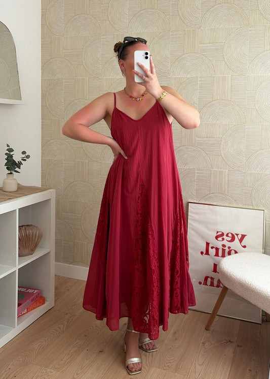 Robe dentelle bordeaux - CALIPSO