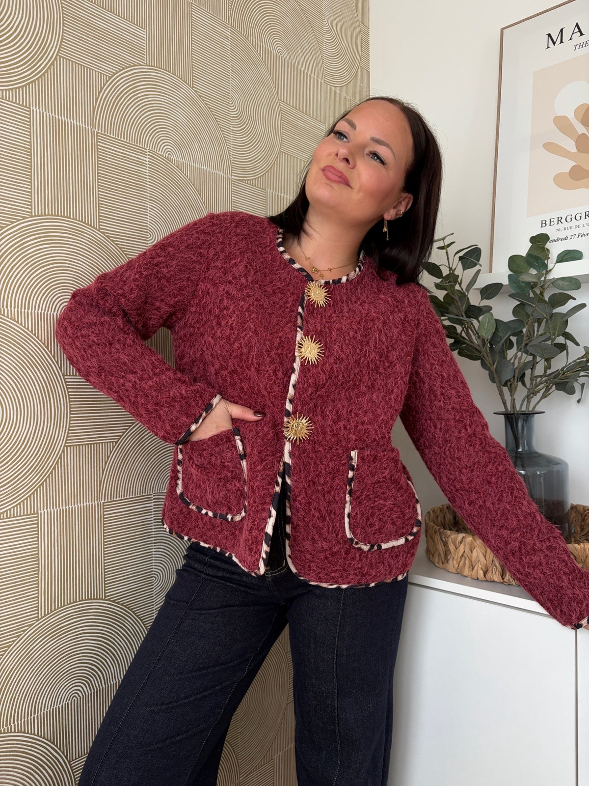 Veste détails soleil bordeaux - HELENA