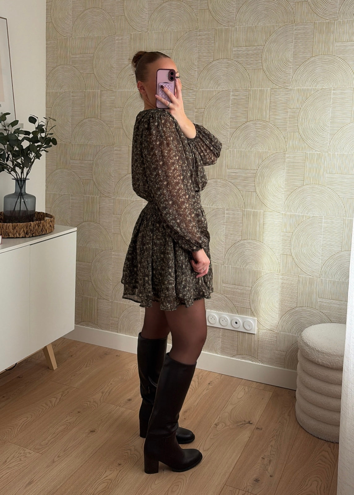 Robe à fleurs kaki - JADE