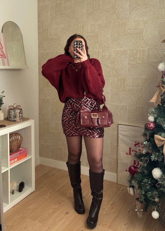 Jupe scintillante - BURGUNDY