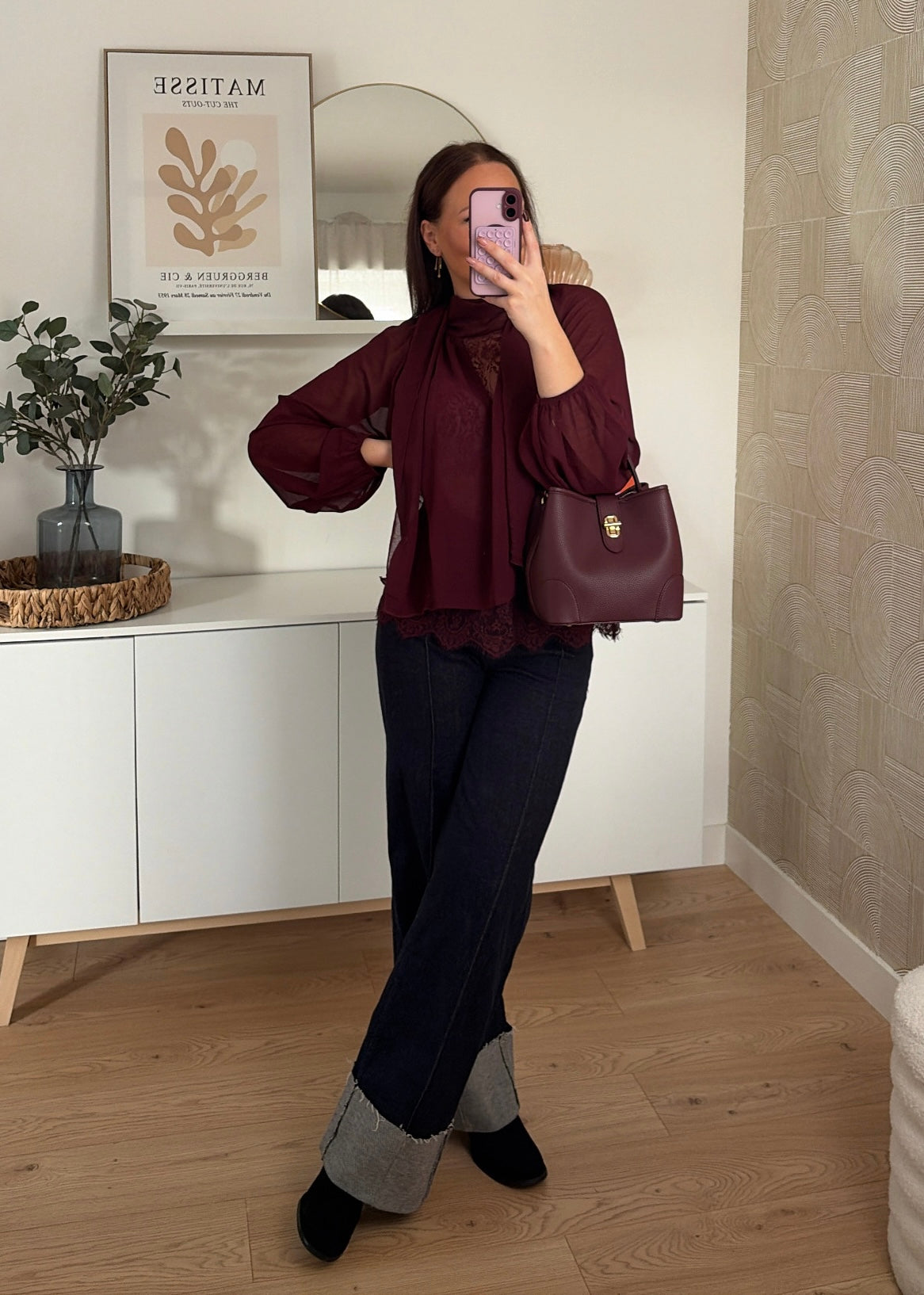 Blouse dentelle - BURGUNDY