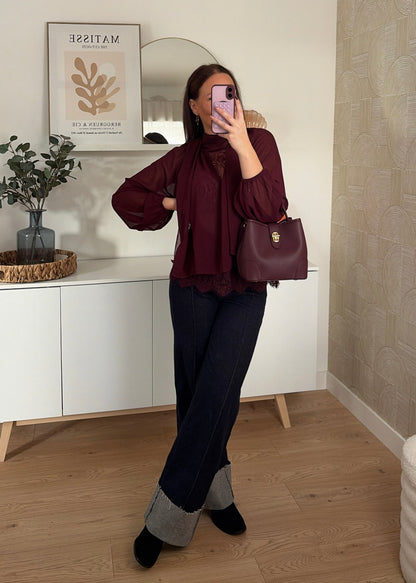 Blouse dentelle - BURGUNDY