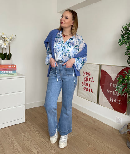 Blouse à fleurs bleu CORINE