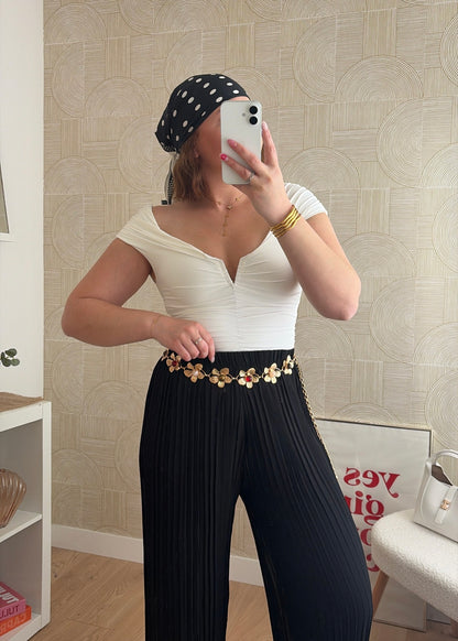 Pantalon plissé noir - LYNE
