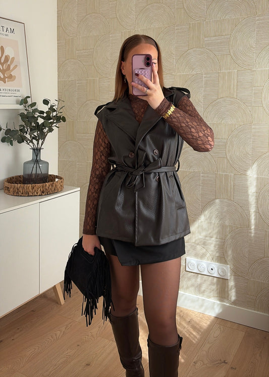 Top dentelle choco - LINA