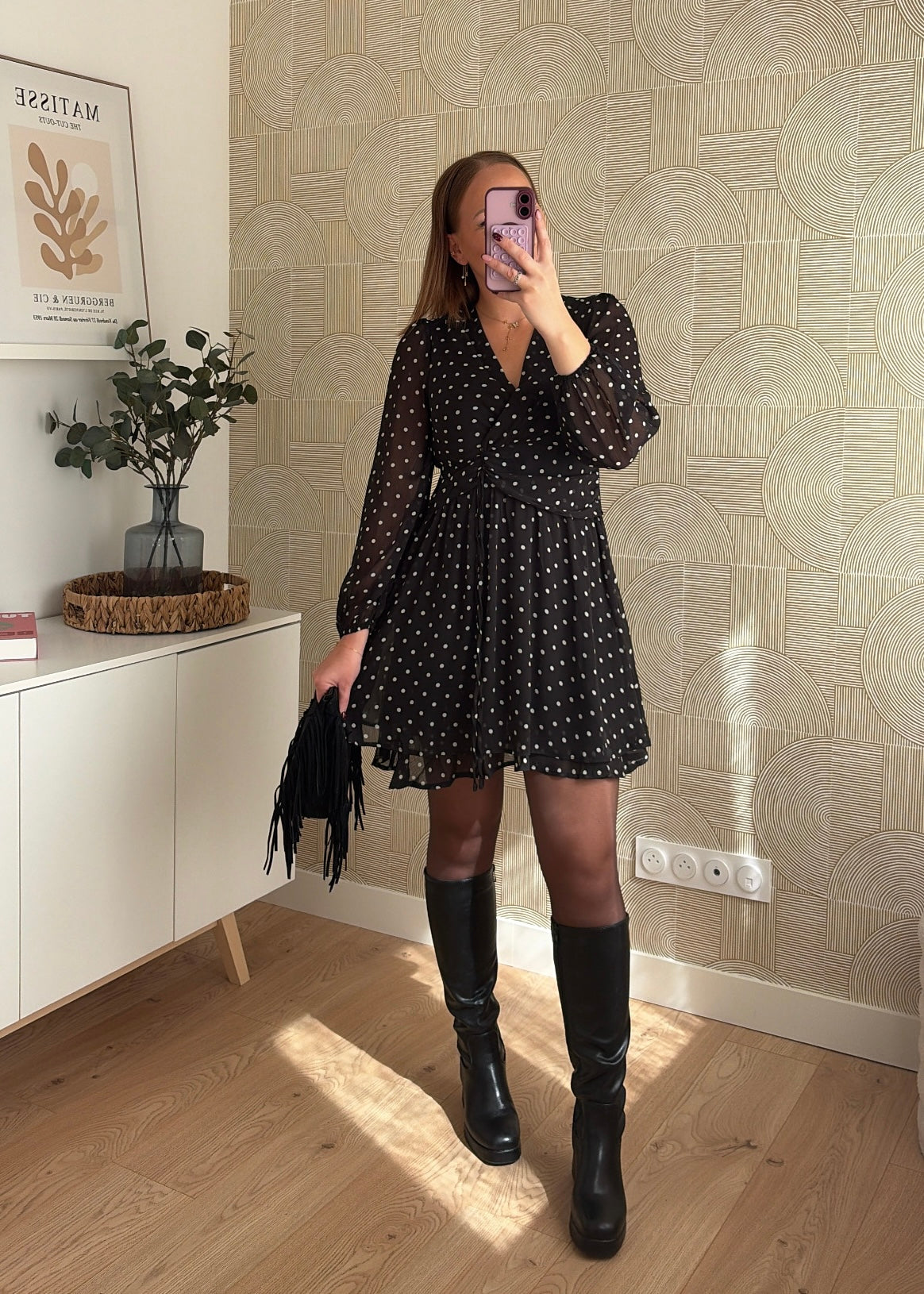 Robe noire à pois - CASSIE