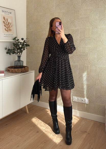 Robe noire à pois - CASSIE