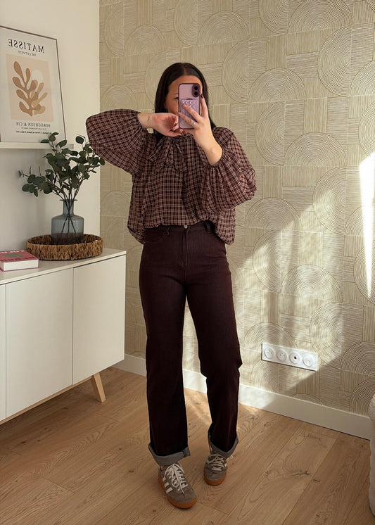 Blouse à carreaux choco - EVE