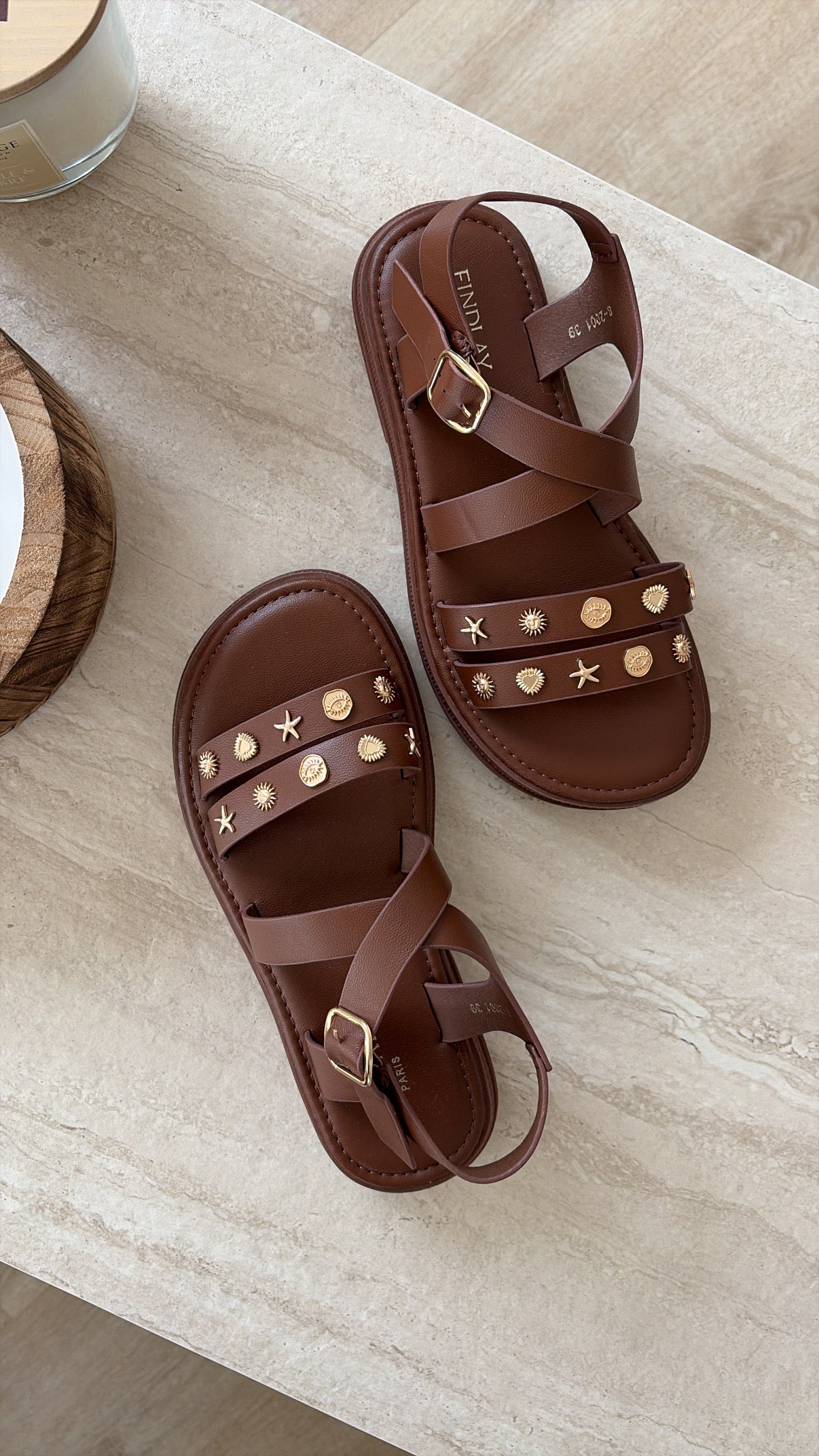Sandales multi-brides marron