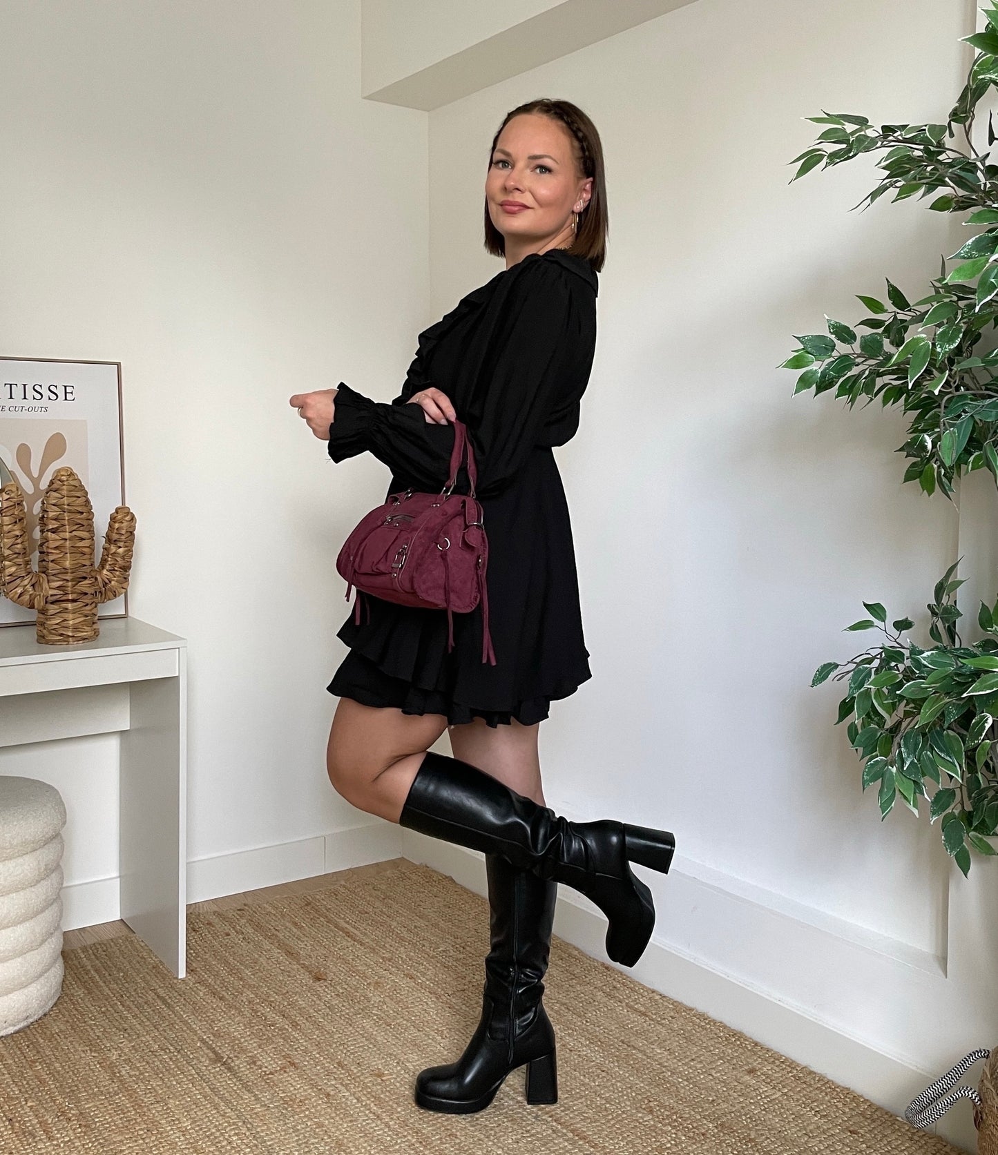 Robe courte unie - BLACK
