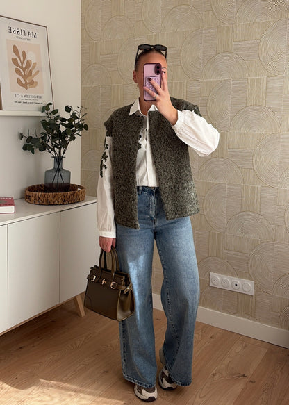 Veste bouclette kaki - AMBER