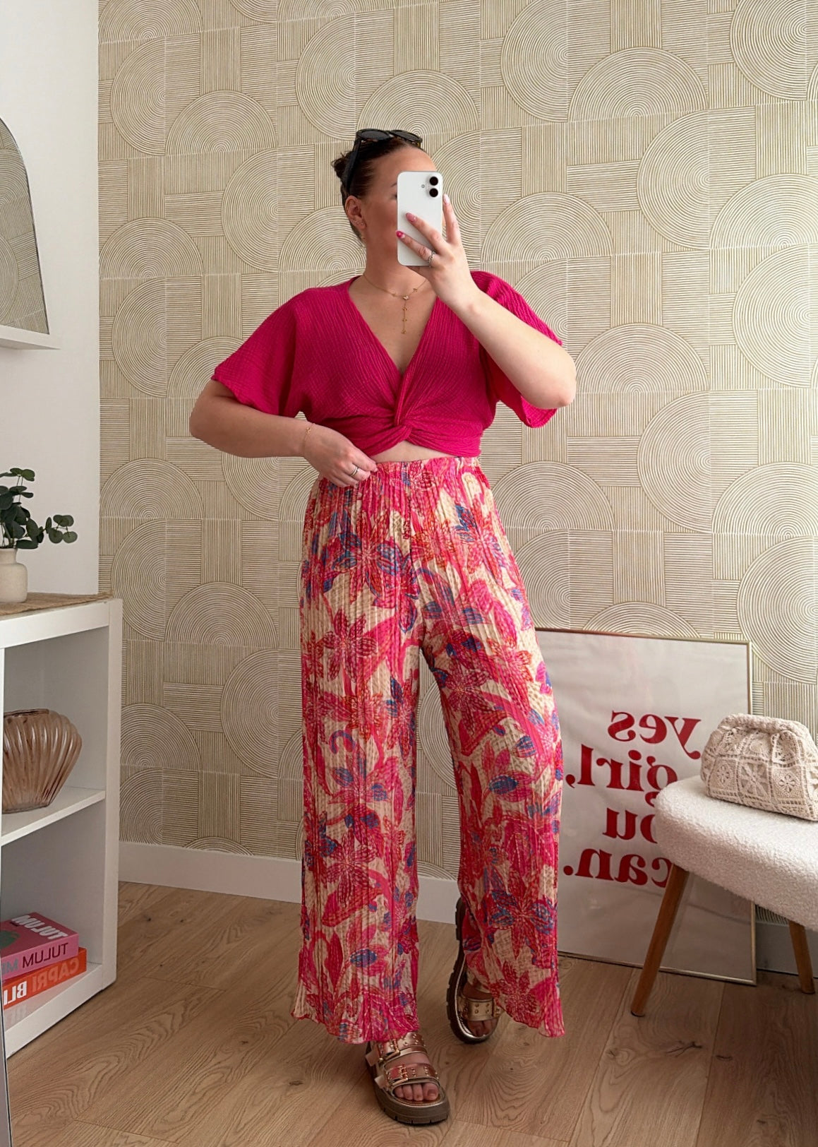 Pantalon plissé fuchsia - BAHIA